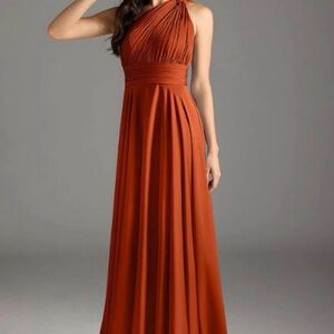 Azazie One Shoulder Rust Dress